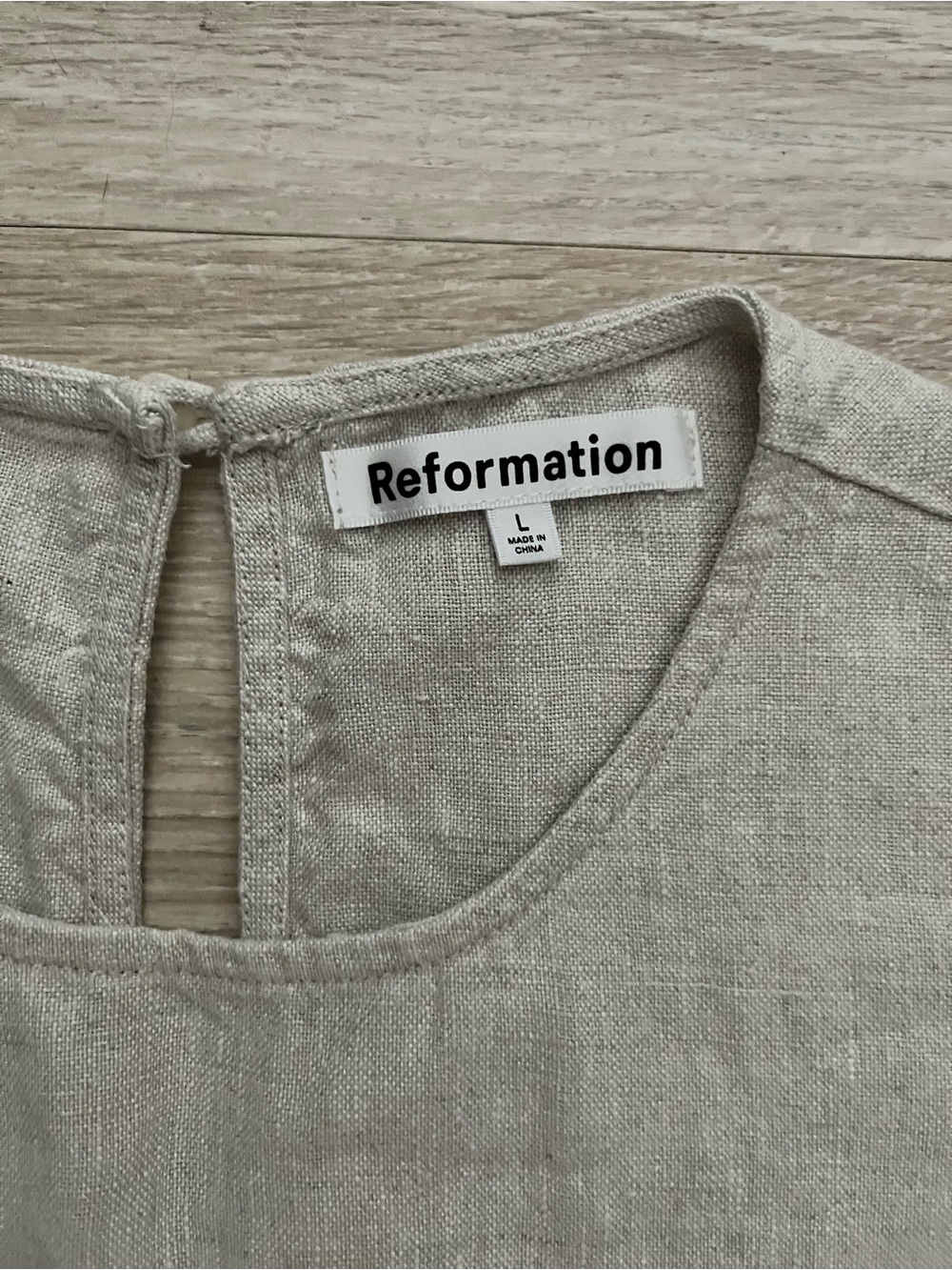 Reformation Women’s Beige Linen Sleeveless Shift Dress with Pockets Size Large - Picture 5 of 9